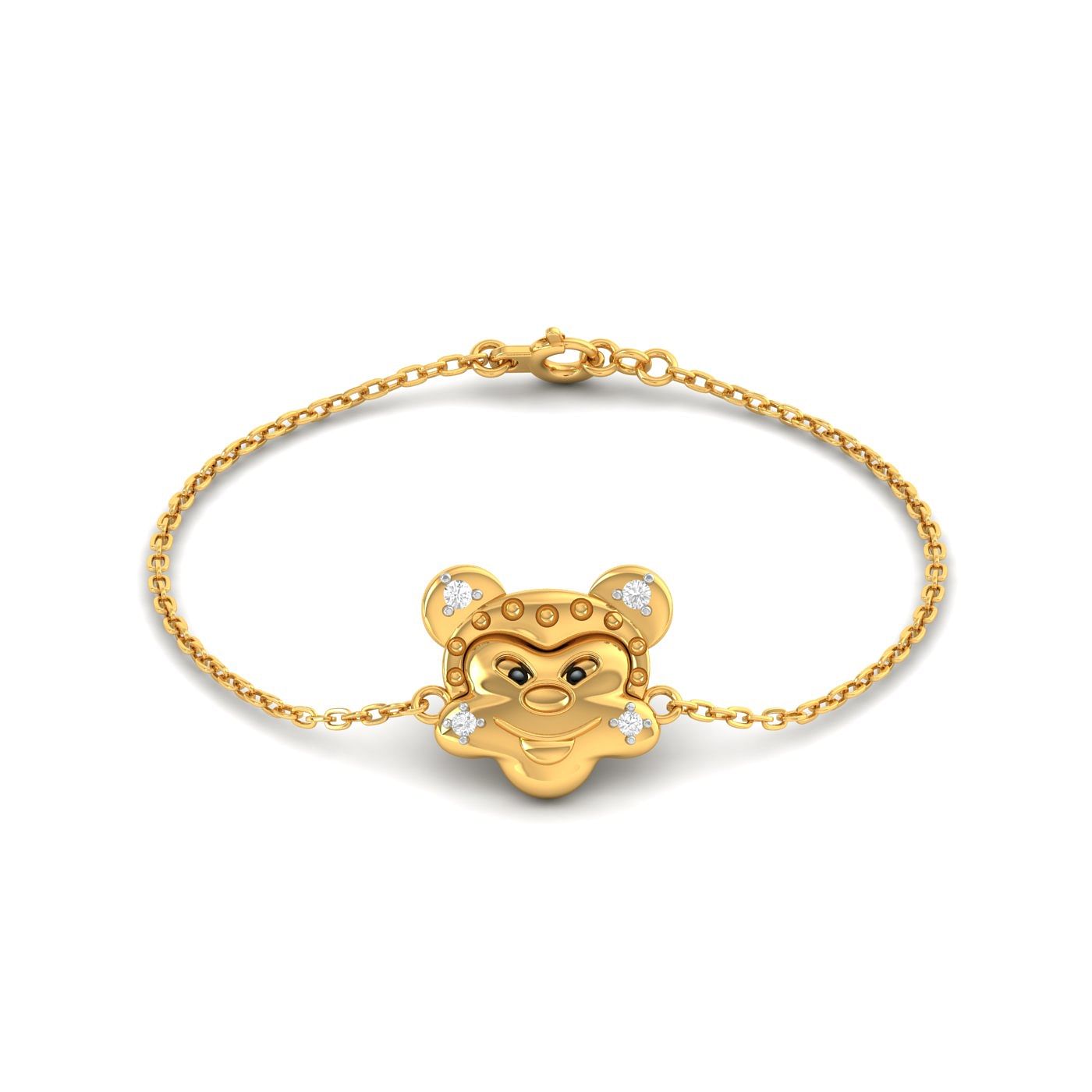 Yellow Gold Mickey Mouse Kids Gold Bracelet