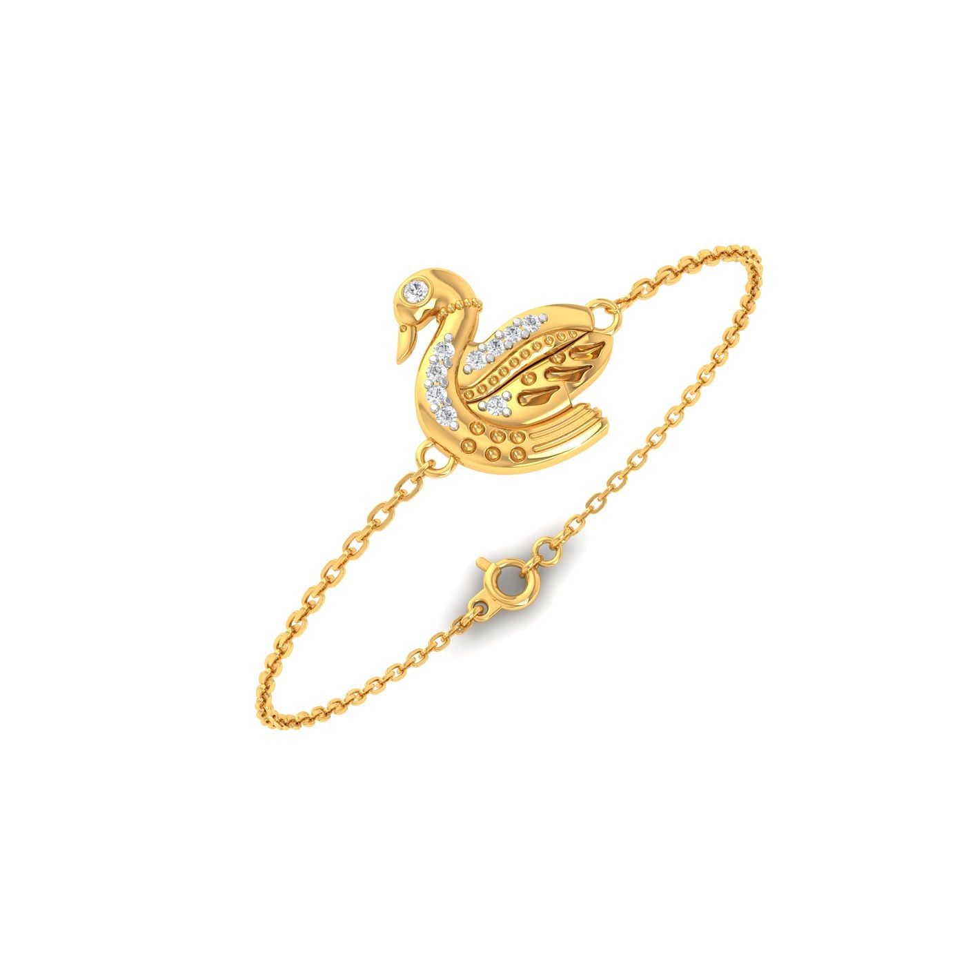 Yellow Gold Mommy Duck Kids Chain Gold Bracelet For Kids