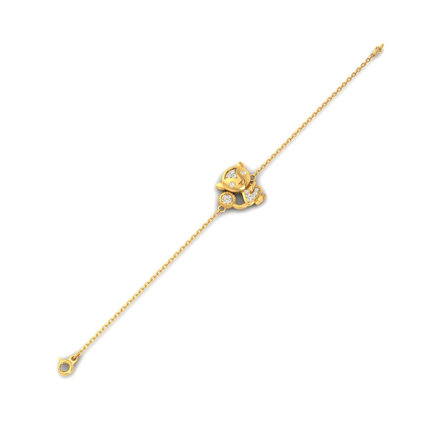 Yellow Gold Baby Yoda Diamond Gold Bracelet