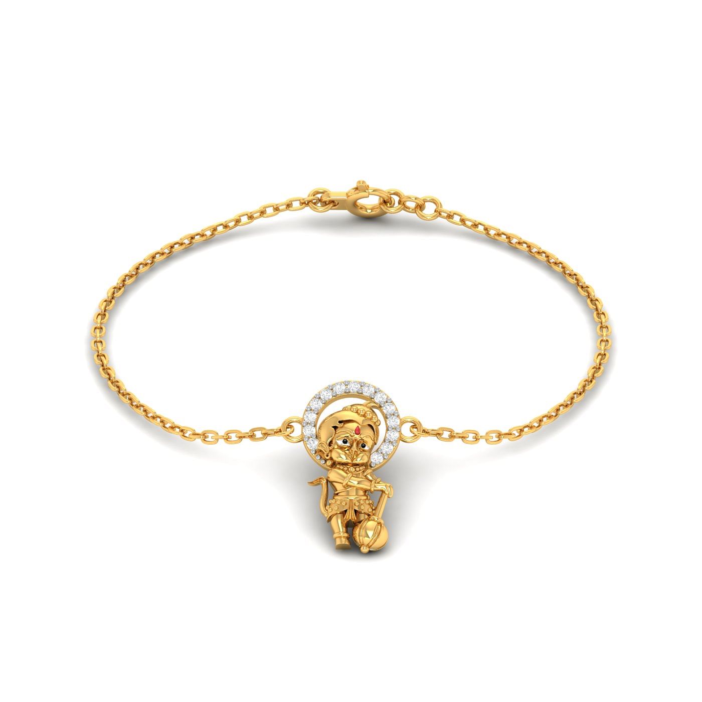 Yellow Gold Bal Hanuman Gold Bracelet For Kids