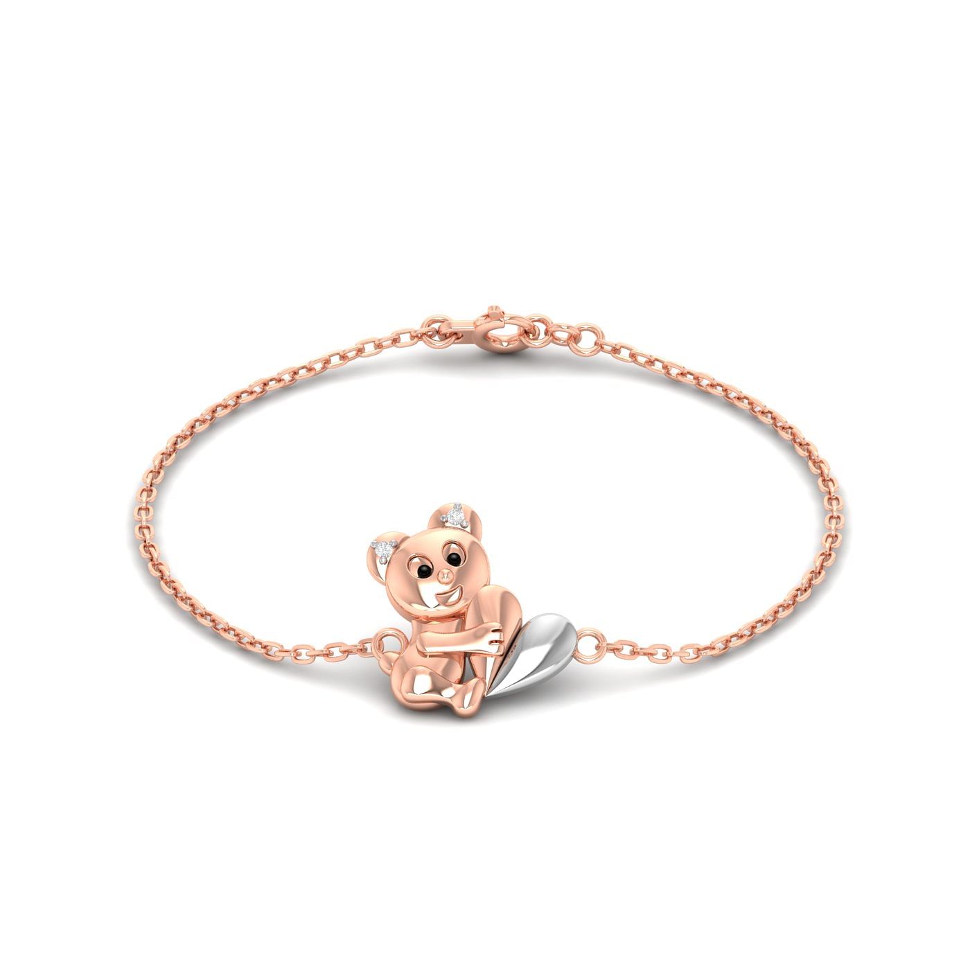 Rose Gold Baby Bear Diamond Gold Bracelet