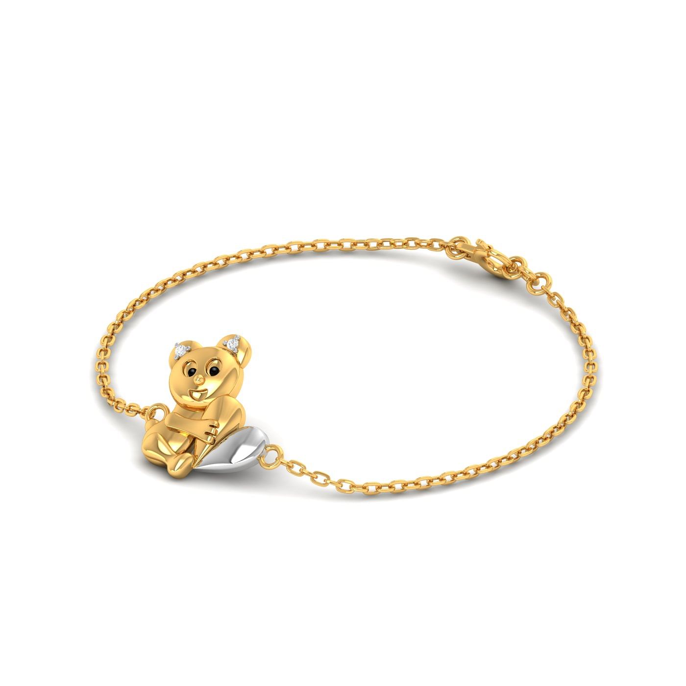 Yellow Gold Baby Bear Diamond Gold Bracelet