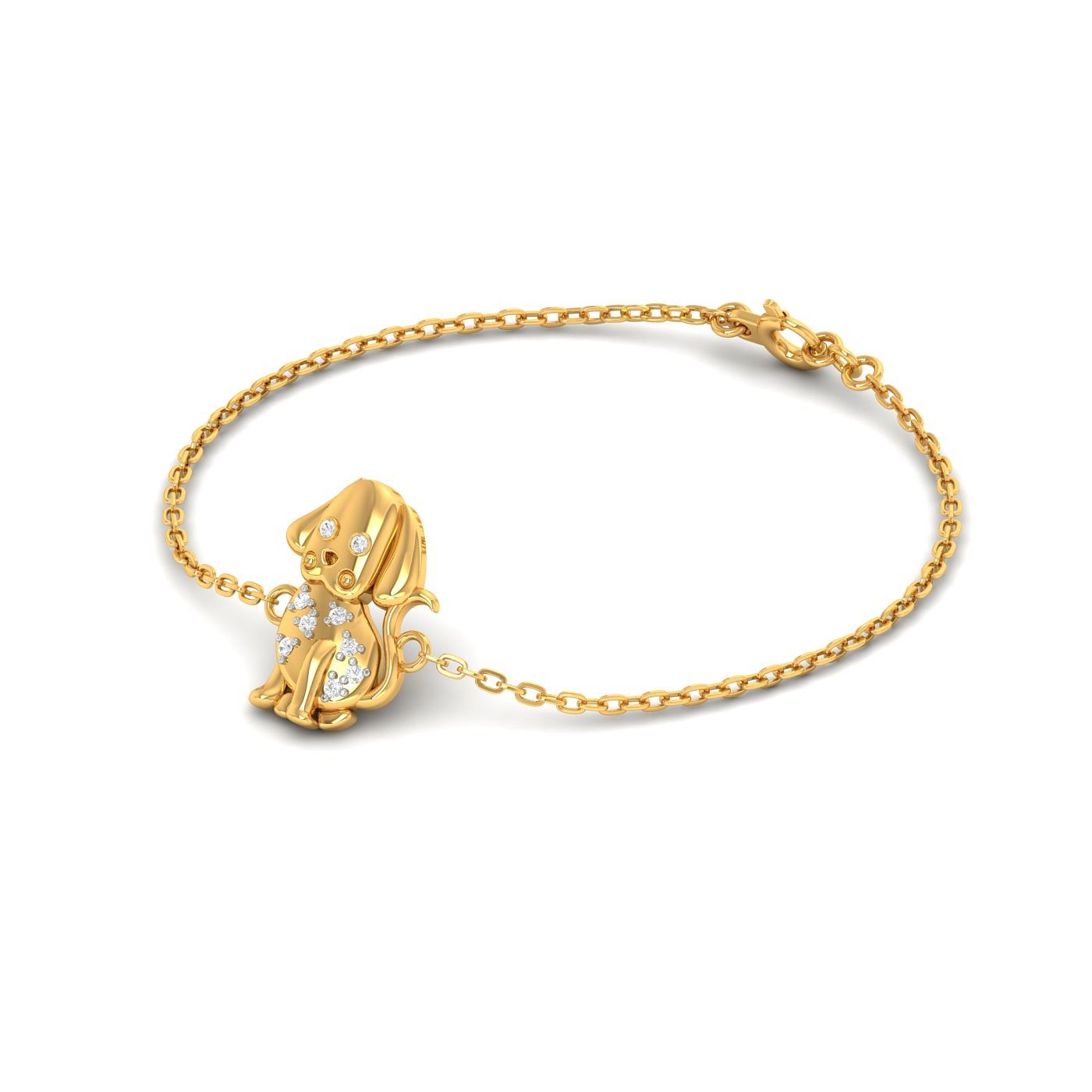 Yellow Gold Cute Doggy Kid Gold Bracelet