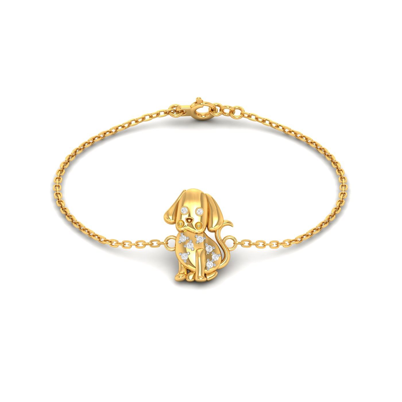 Yellow Gold Cute Doggy Kid Gold Bracelet