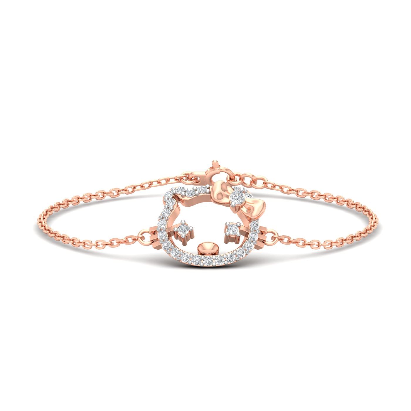 Rose Gold Hello Kitty Diamond Gold Bracelet For Kids