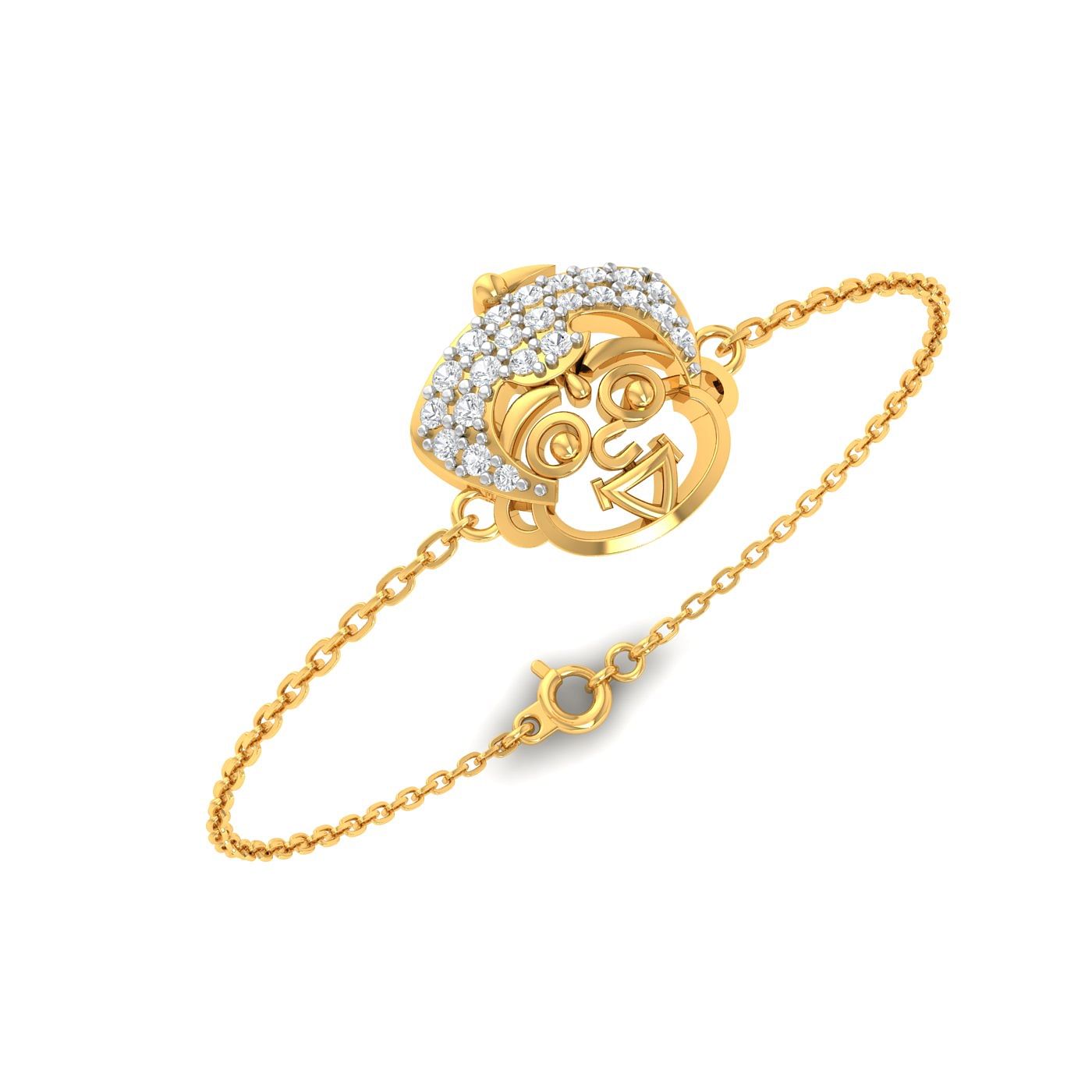 Yellow Gold Chota Bheem Baby Diamond Gold Bracelet For Kids