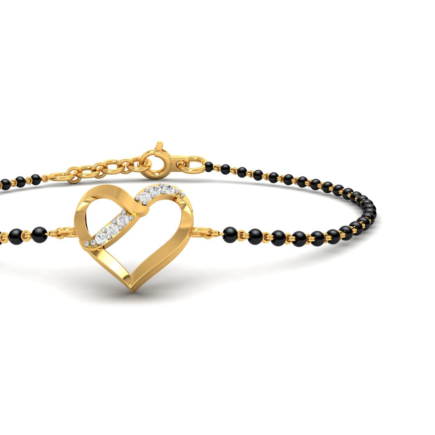 Yellow gold Heart Shape Mangalsutra Bracelet
