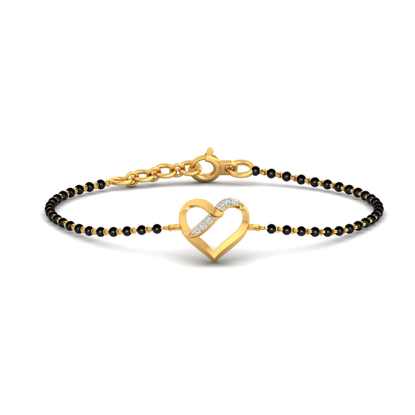 Yellow gold Heart Shape Mangalsutra Bracelet