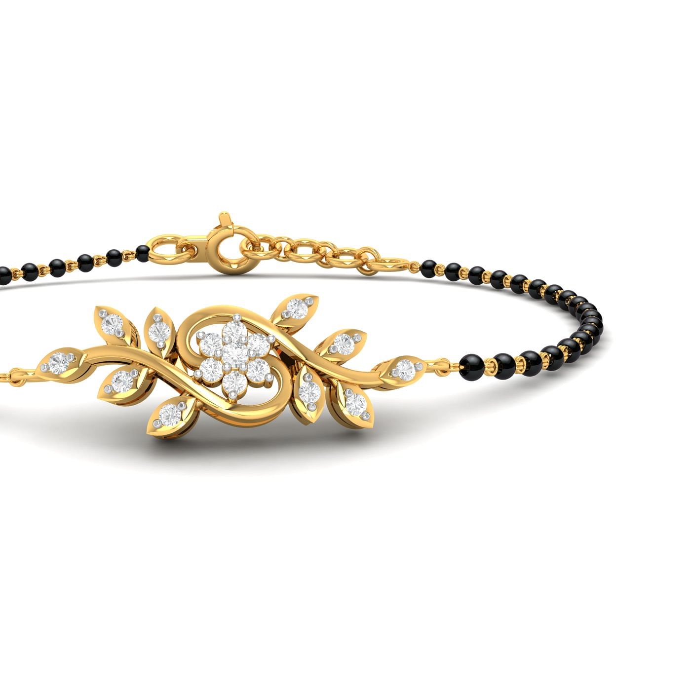 Yellow gold Leaves Style Mangalsutra Bracelet