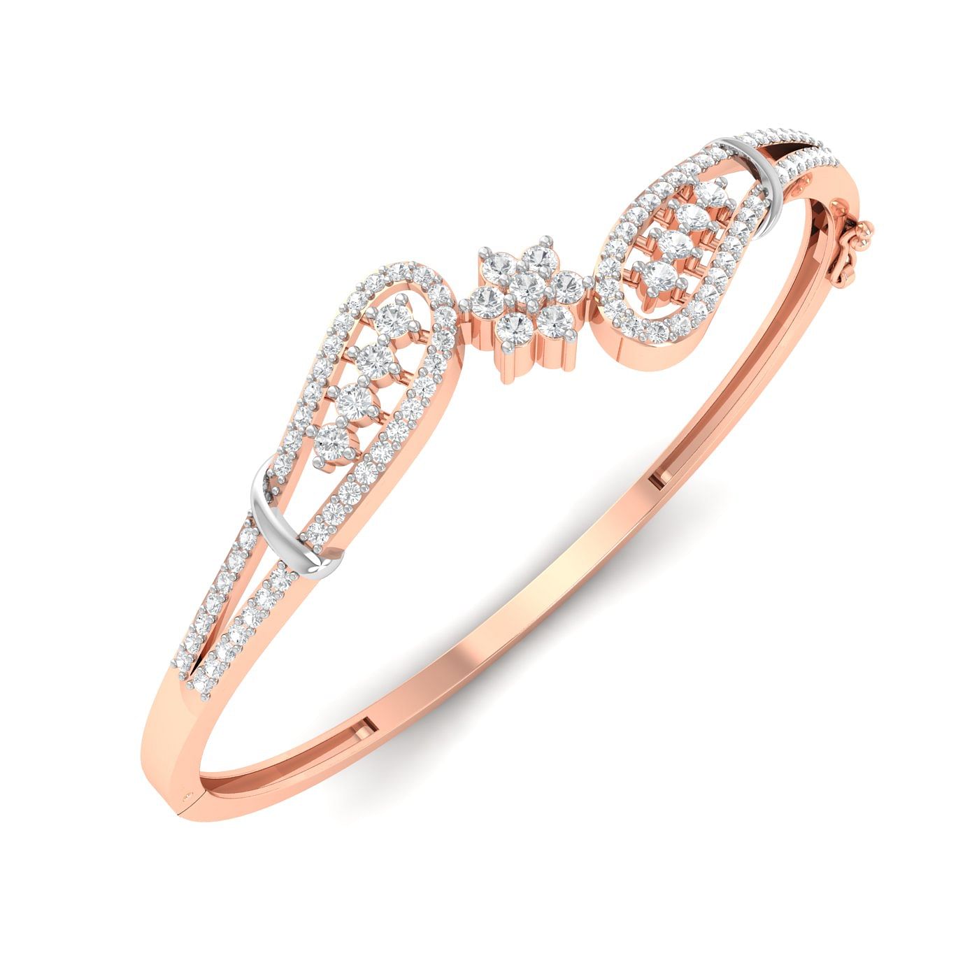 Rose Gold Oval Leaf Diamond Bracelet For women