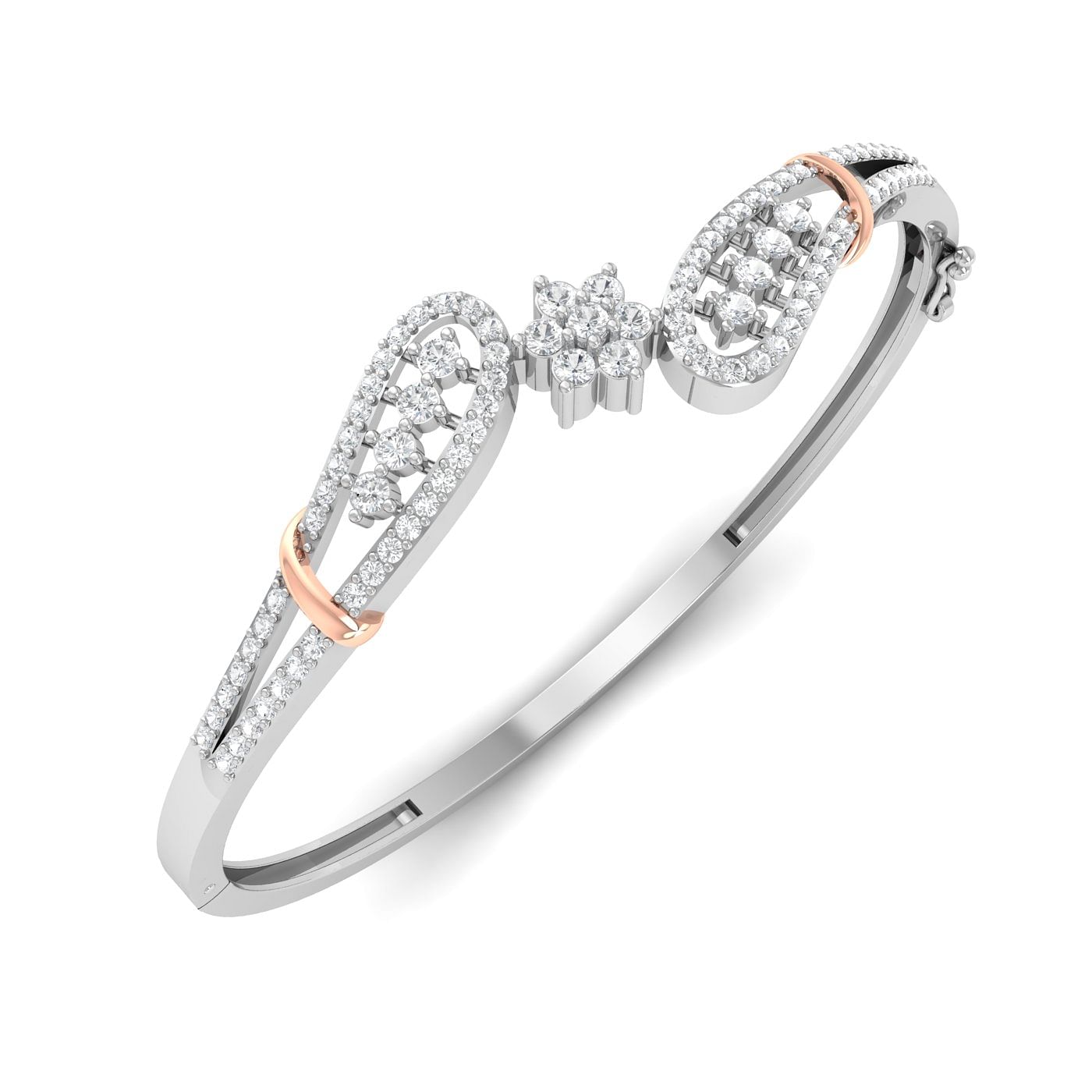 White Gold Oval Leaf Diamond Bracelet For women