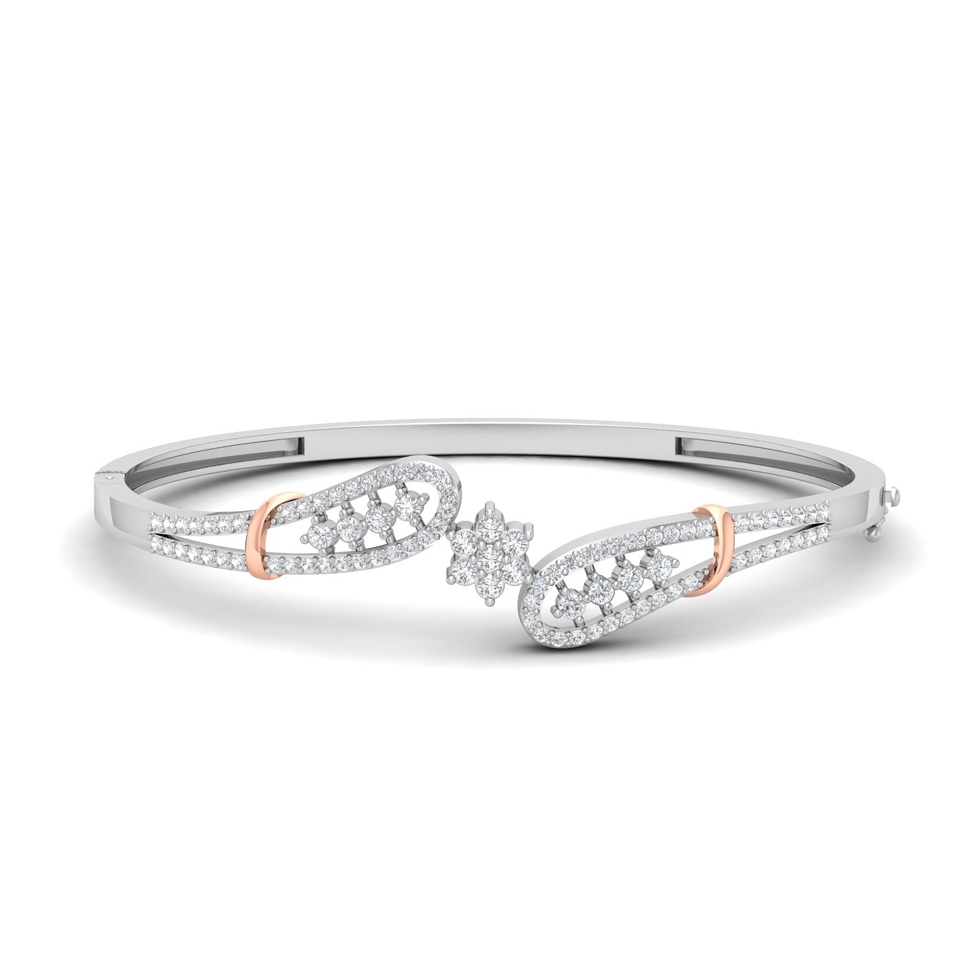 White Gold Oval Leaf Diamond Bracelet For women
