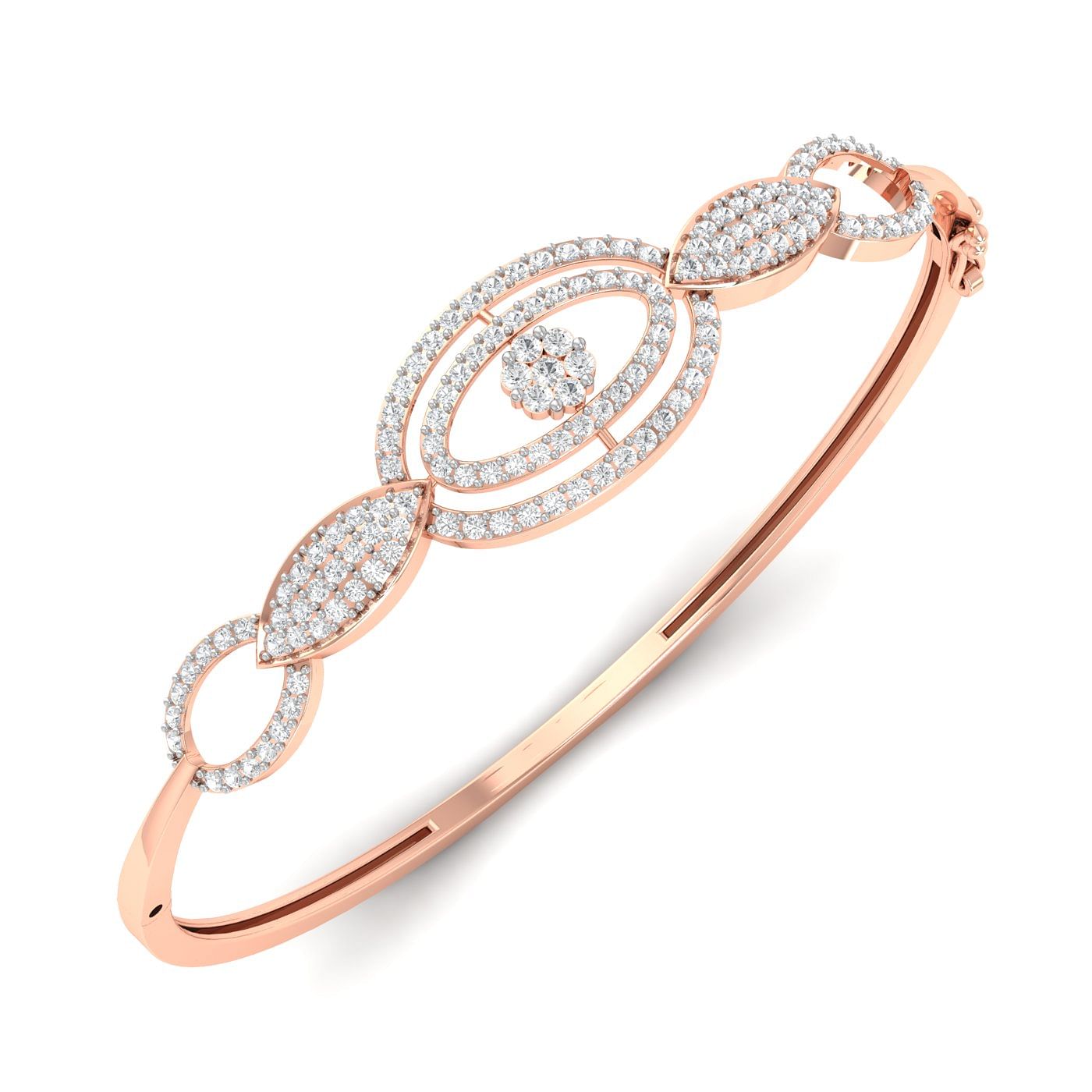 rose gold Oval Petal Diamond Bracelet for women