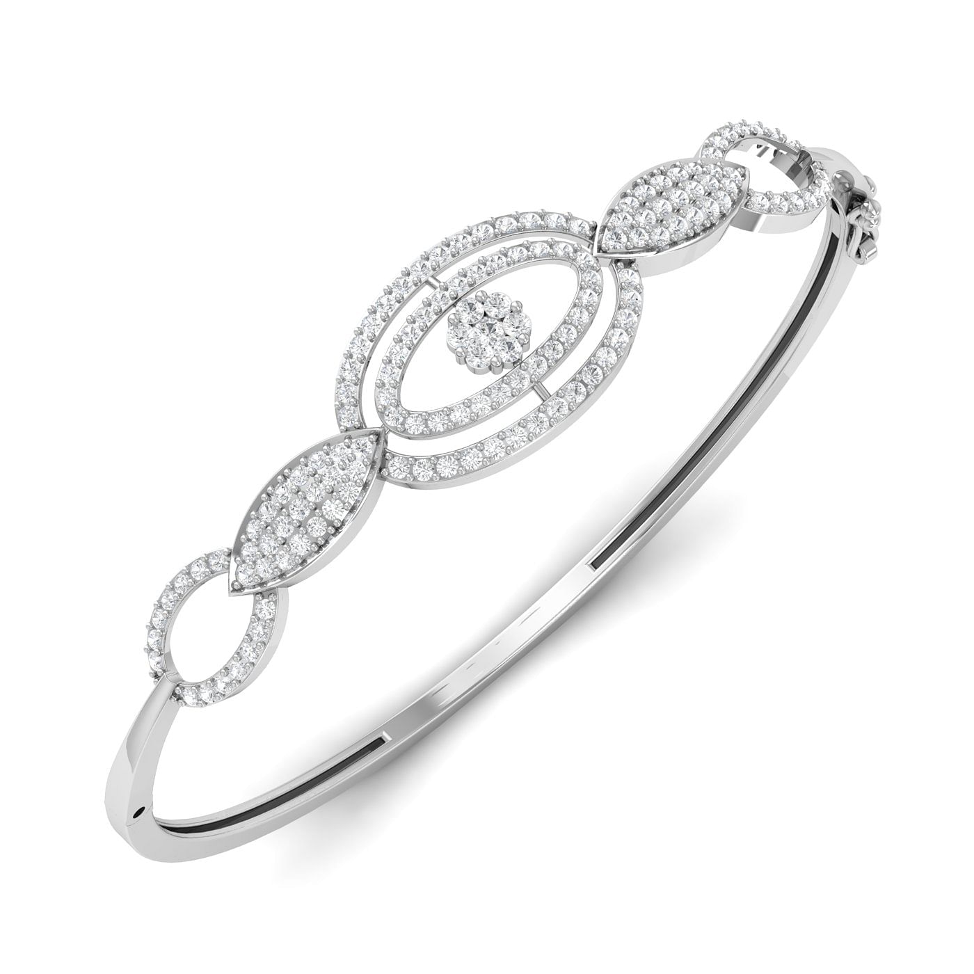 White gold Oval Petal Diamond Bracelet for women