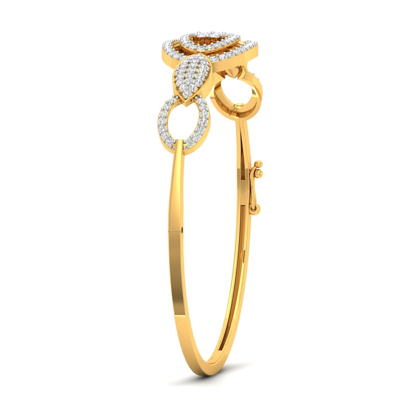 Yellow gold Oval Petal Diamond Bracelet for women