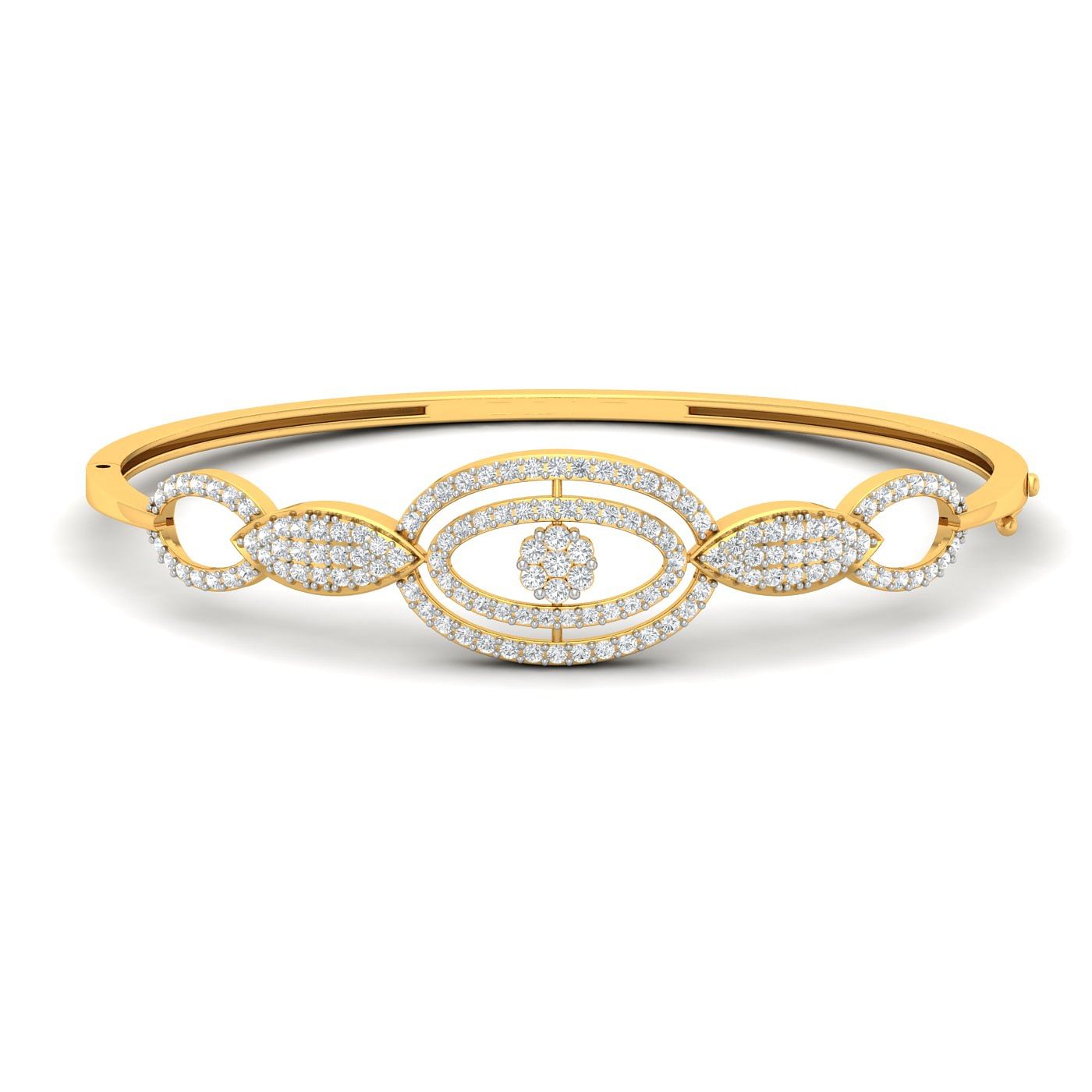Yellow gold Oval Petal Diamond Bracelet for women