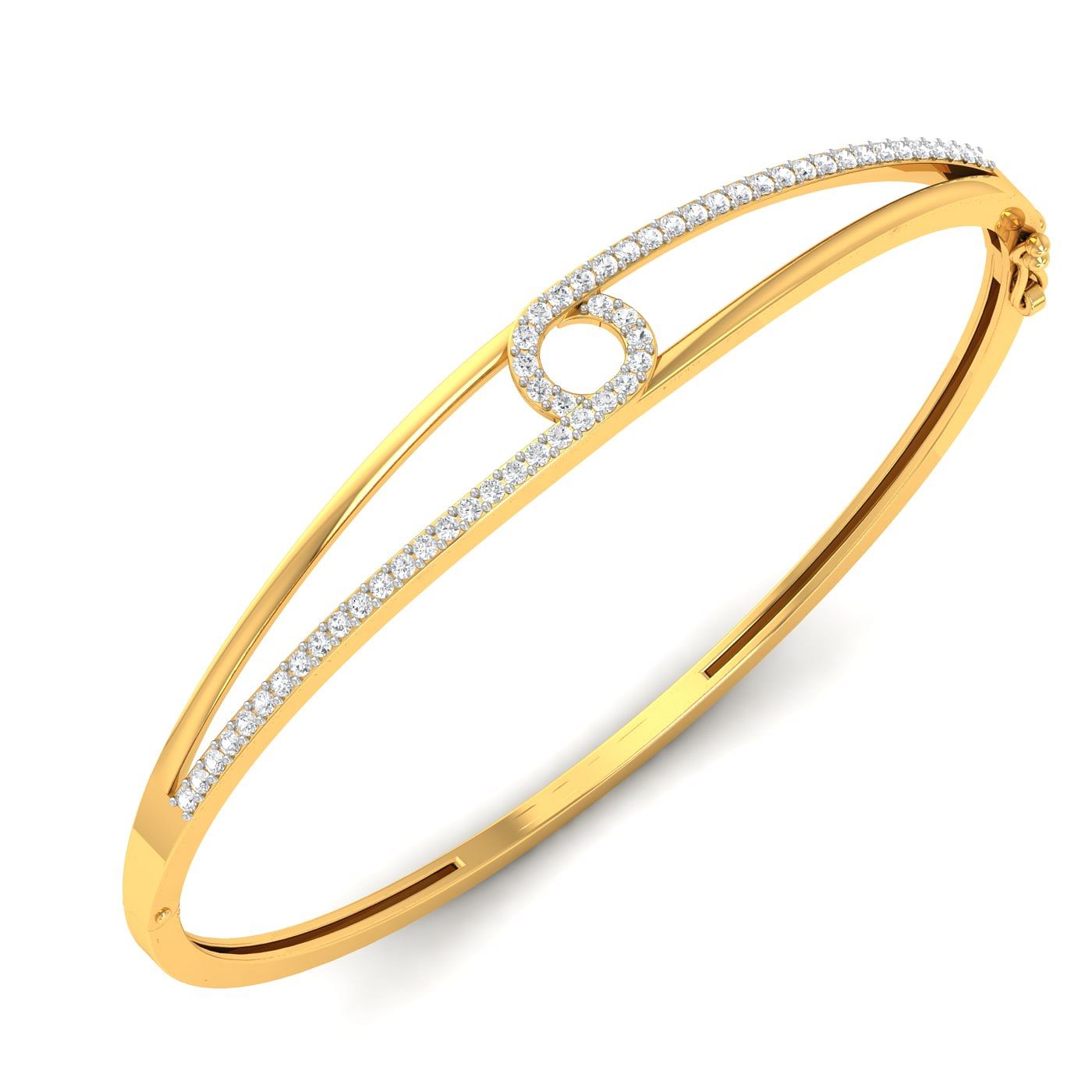 Yellow Gold Double Layer Diamond Bracelet For Women