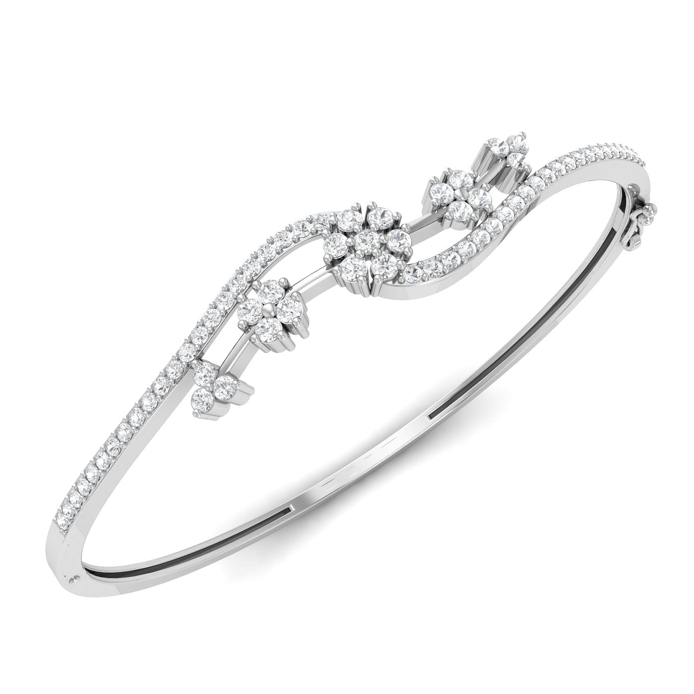 White gold Foxtail Diamond Bracelet for women