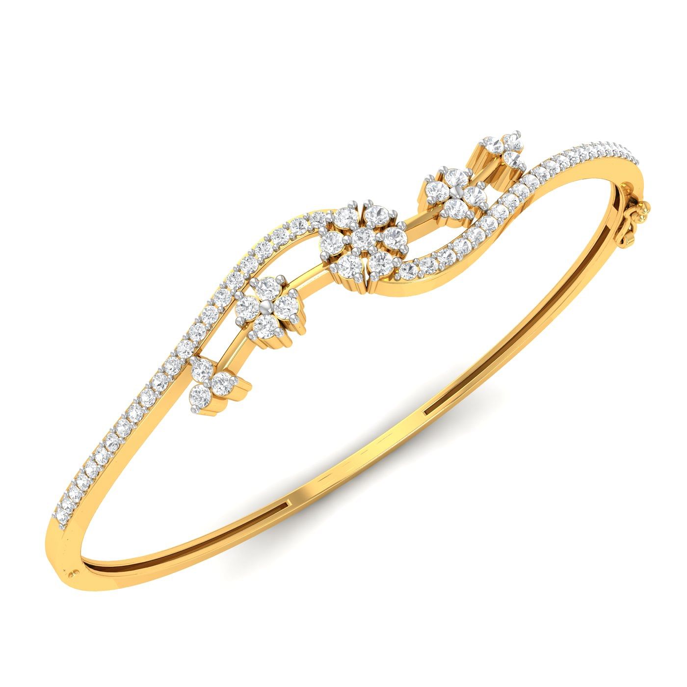 Yellow gold Foxtail Diamond Bracelet for women