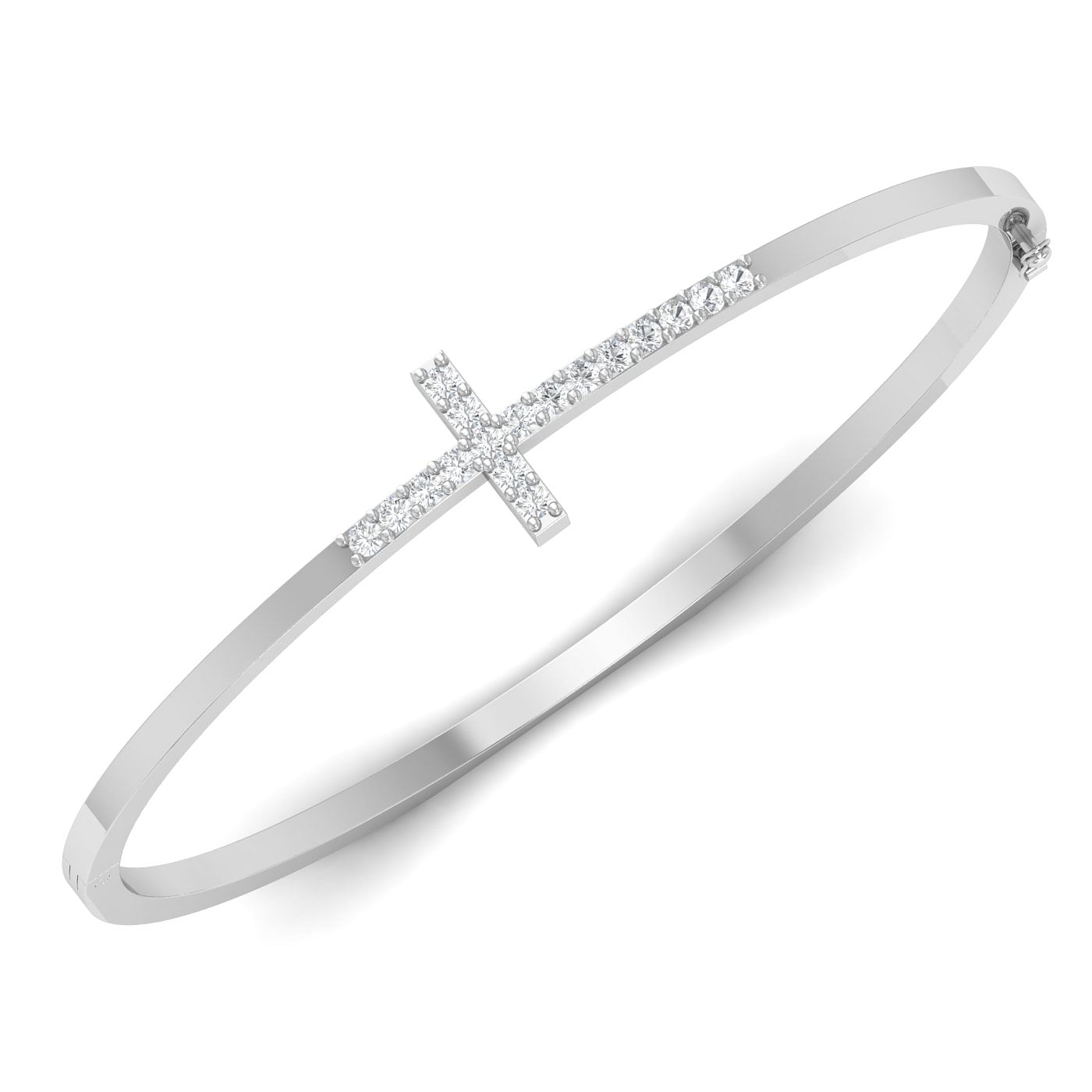White gold Cross Contemporary Diamond Bracelet for office wear