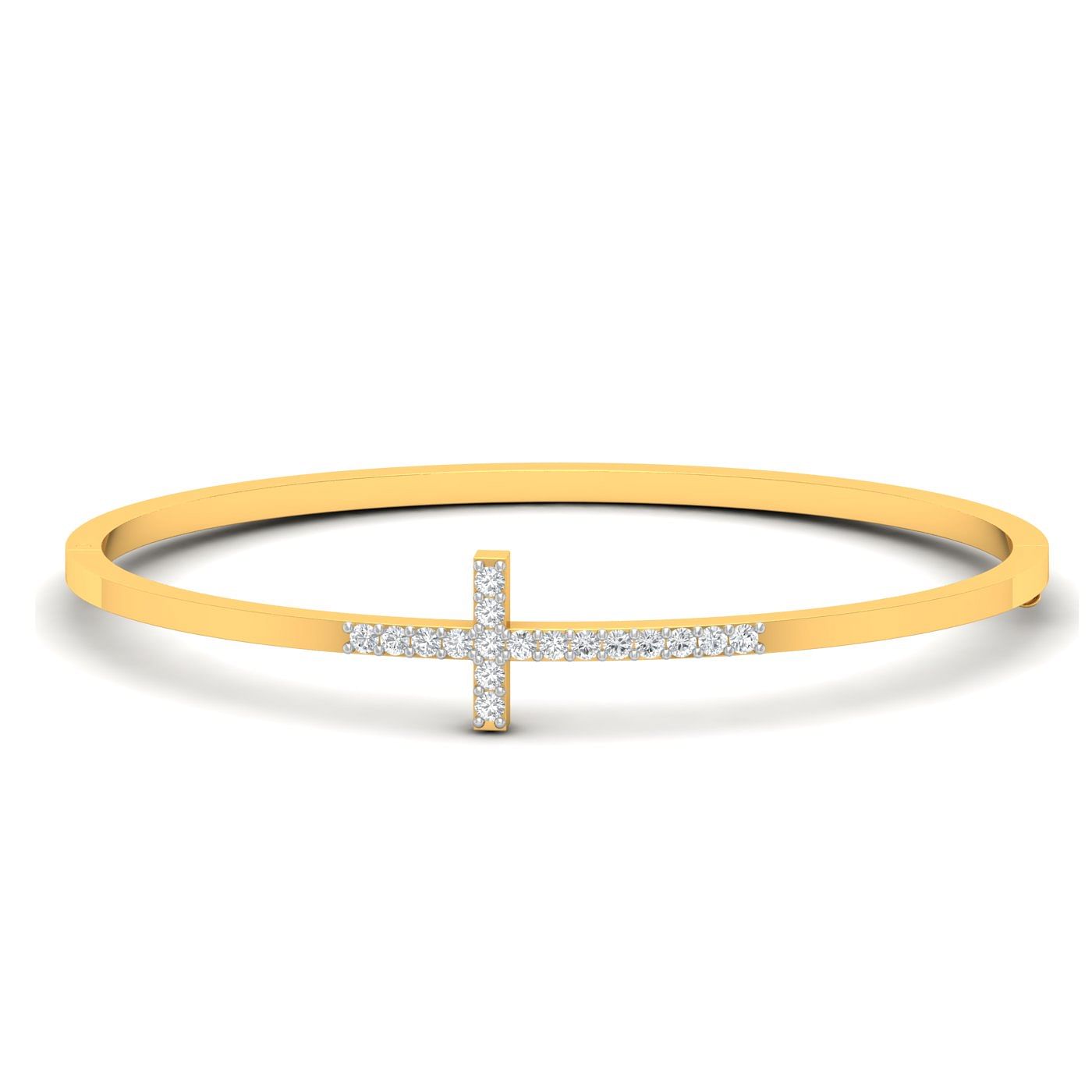 Yellow gold Cross Contemporary Diamond Bracelet for office wear