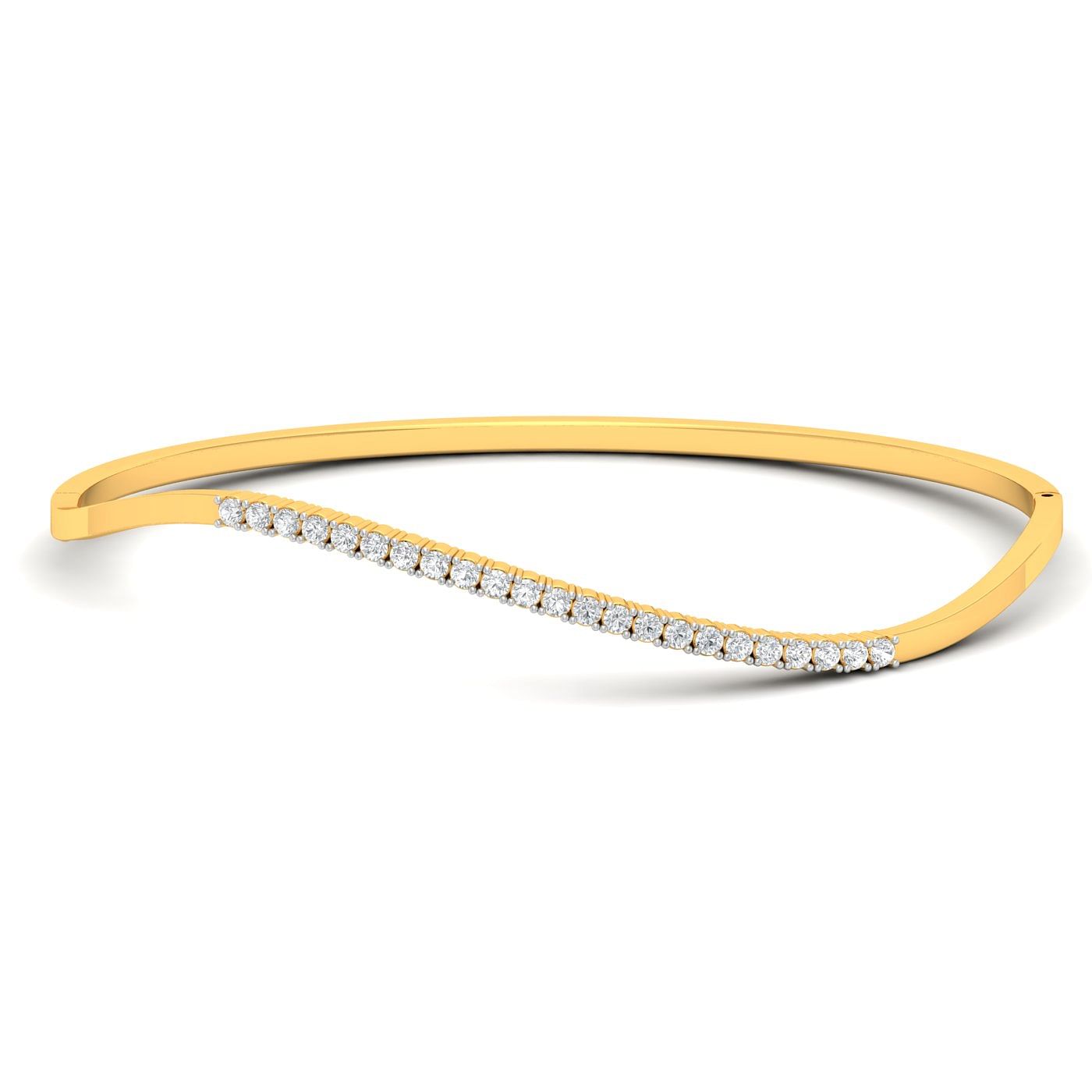 yellow gold Wavy Diamond Bracelet for office wear