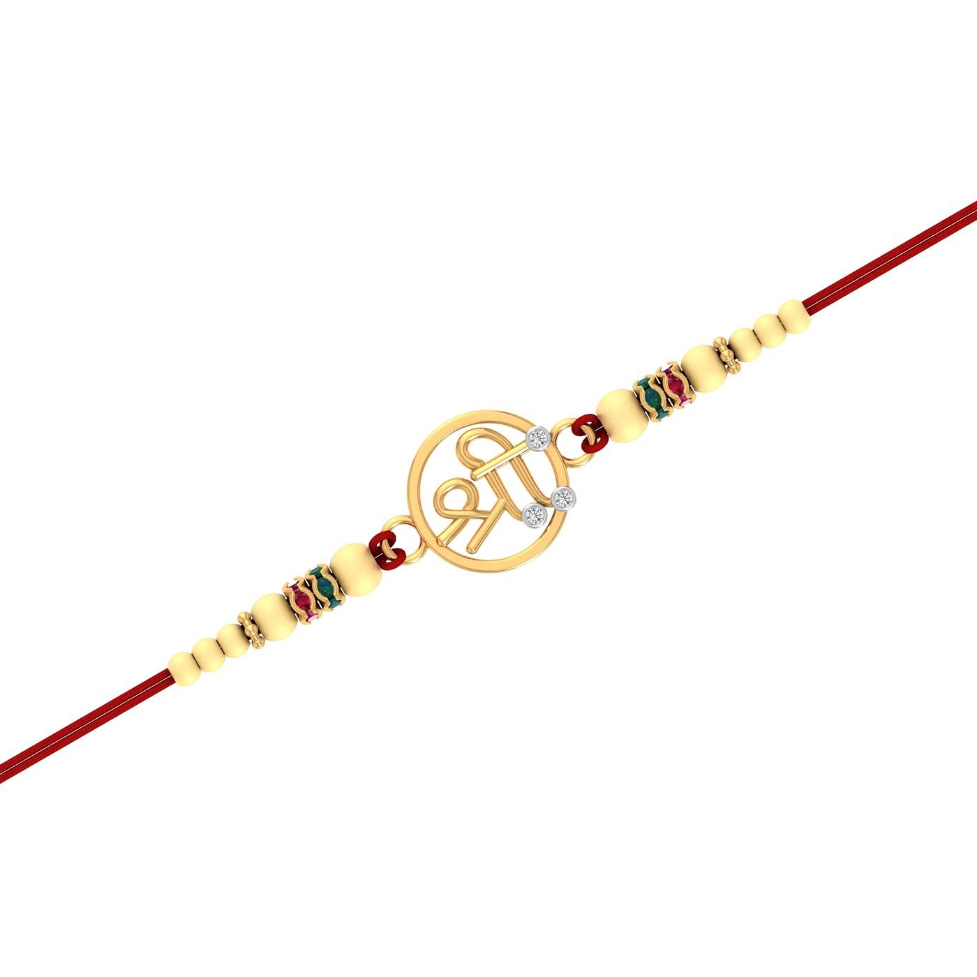 Shree Ji Yellow Gold Rakhi With Yellow Gold For Brother