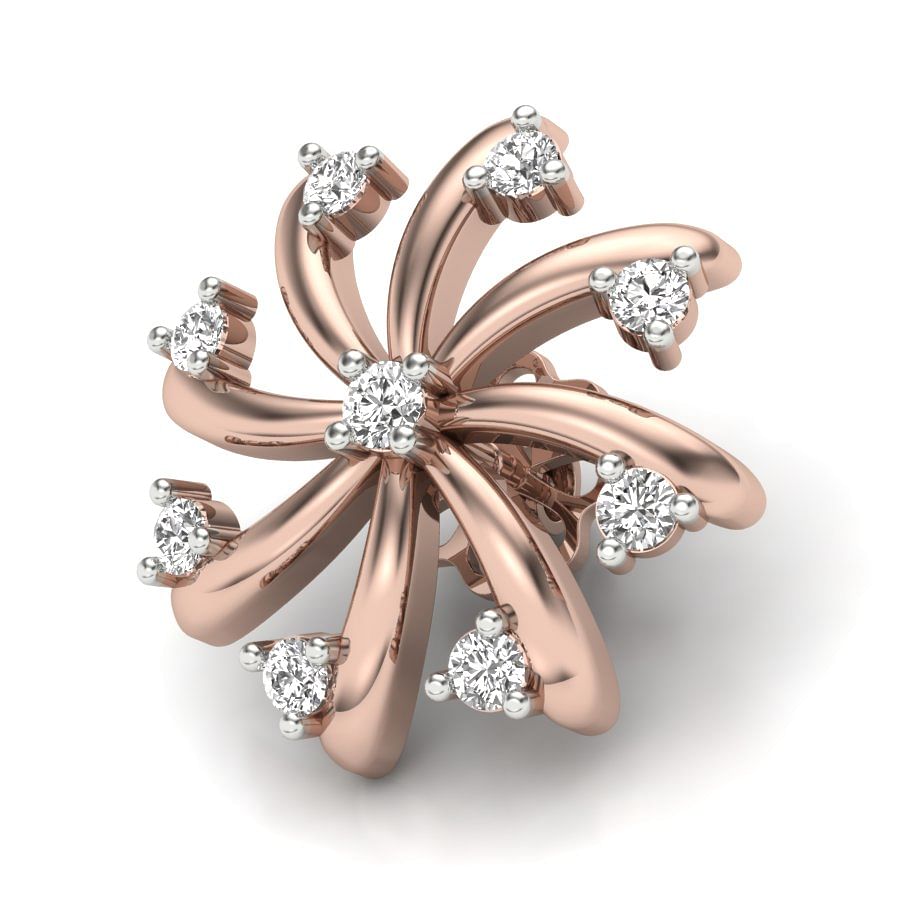 Rose Gold 7 curves gold diamond earrings for women