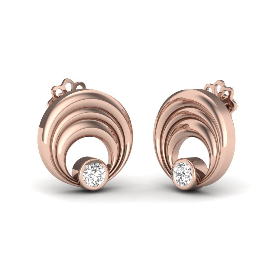 diamond stud earrings for women | small diamond round style rose gold earring