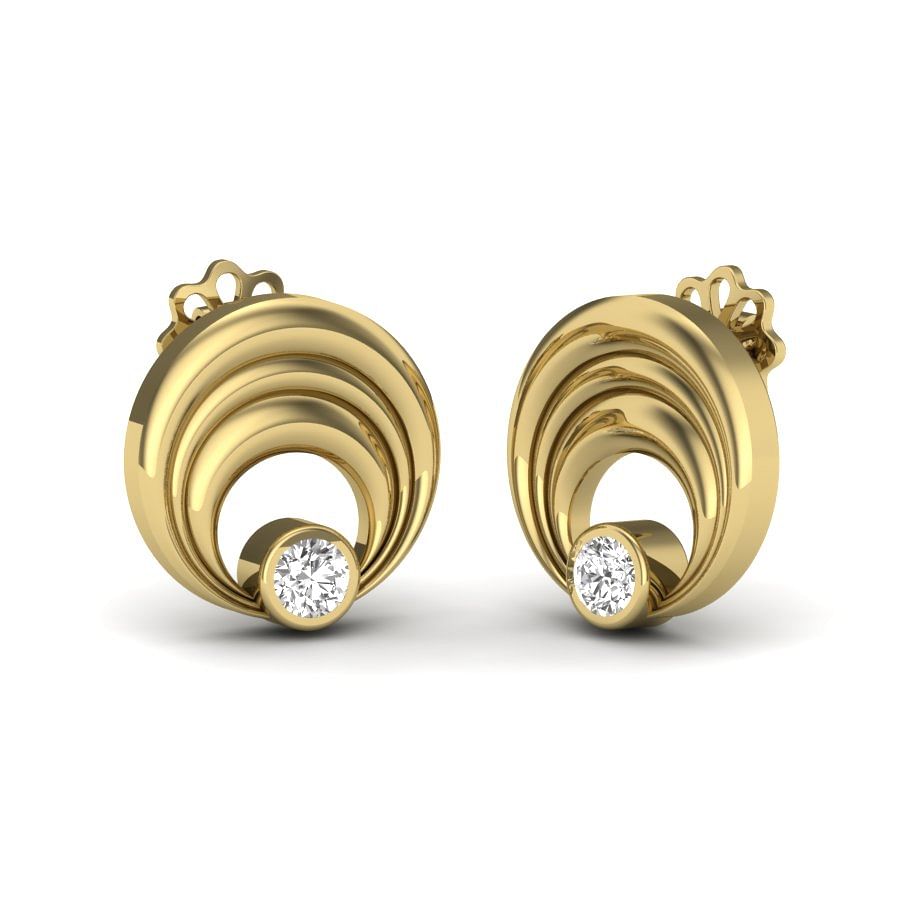 stud earrings for round face | yellow gold stud earring for women