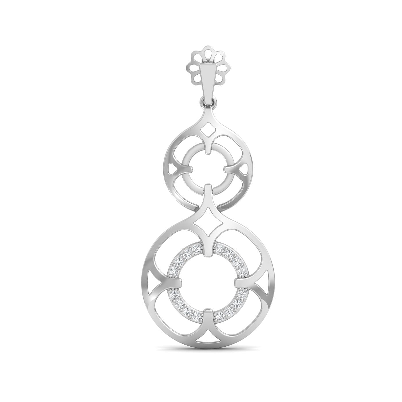 floral style white gold diamond drop earring