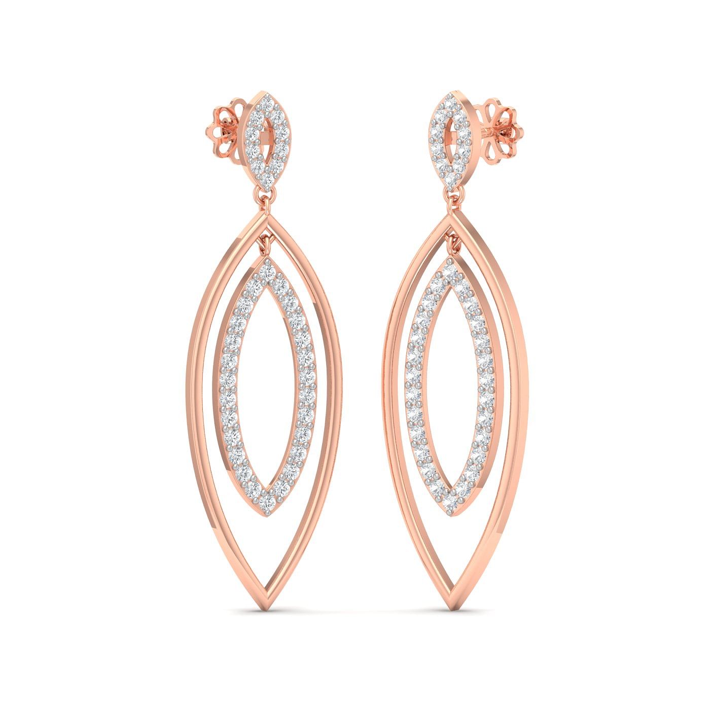 Petal Design Drop Rose Gold Earring For Women