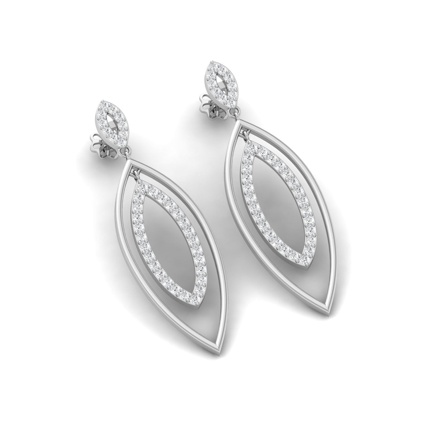 Petal Design Drop White Gold Earring For Women