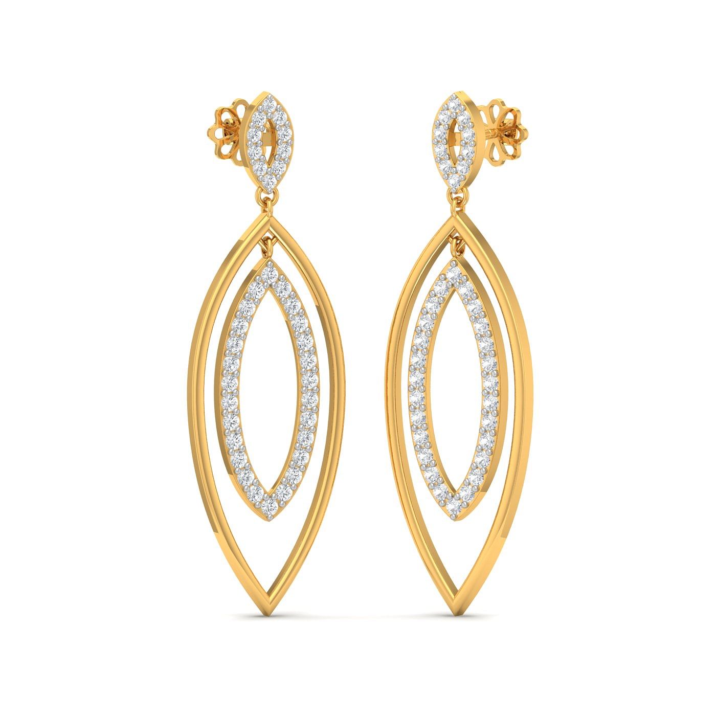 Petal Design Drop Yellow Gold Earring For Women