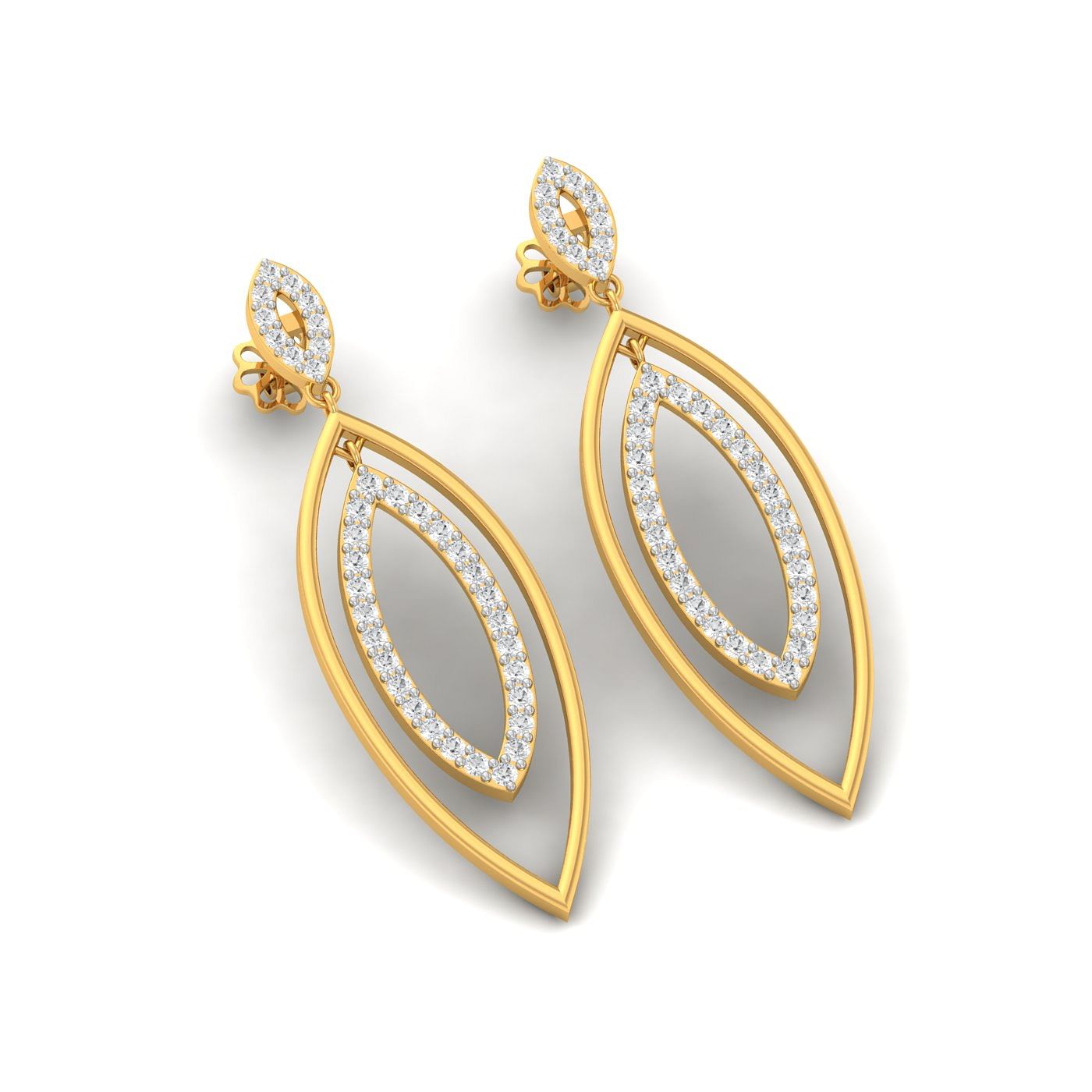 Petal Design Drop Yellow Gold Earring For Women