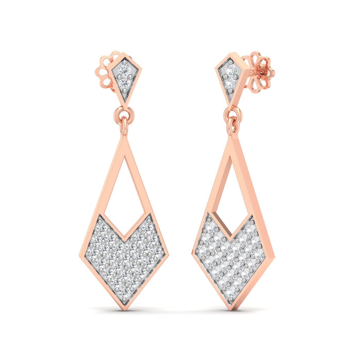 Long Drop Earring Rose Gold Diamond Earring For Women