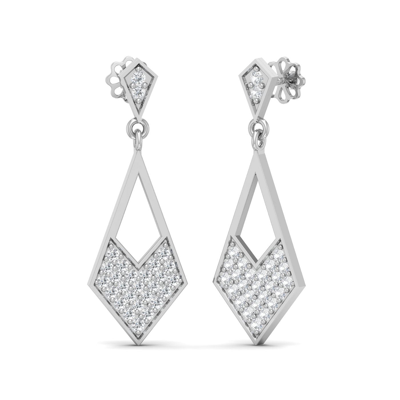 Long Drop Earring White Gold Diamond Earring For Women