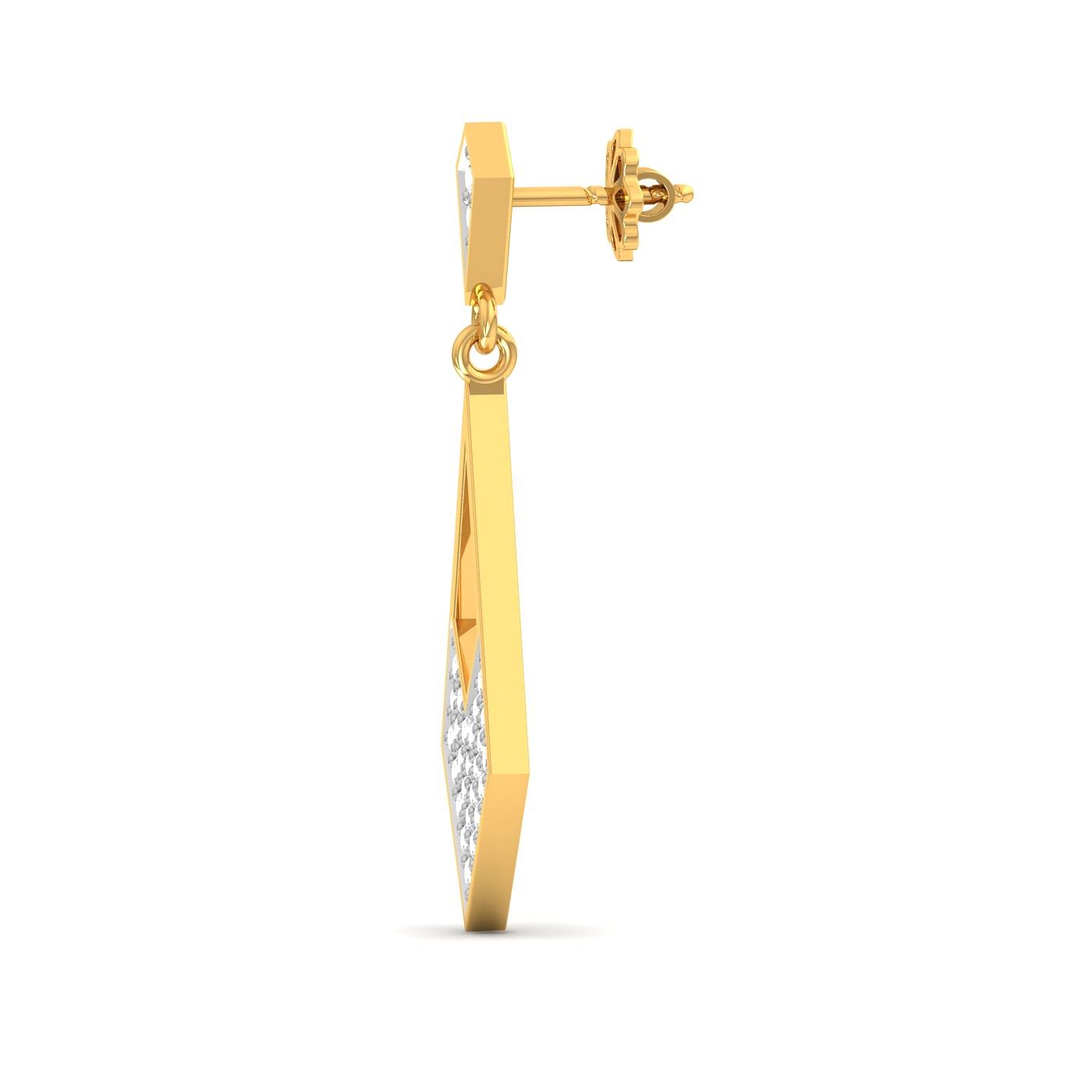 Long Drop Earring Yellow Gold Diamond Earring For Women