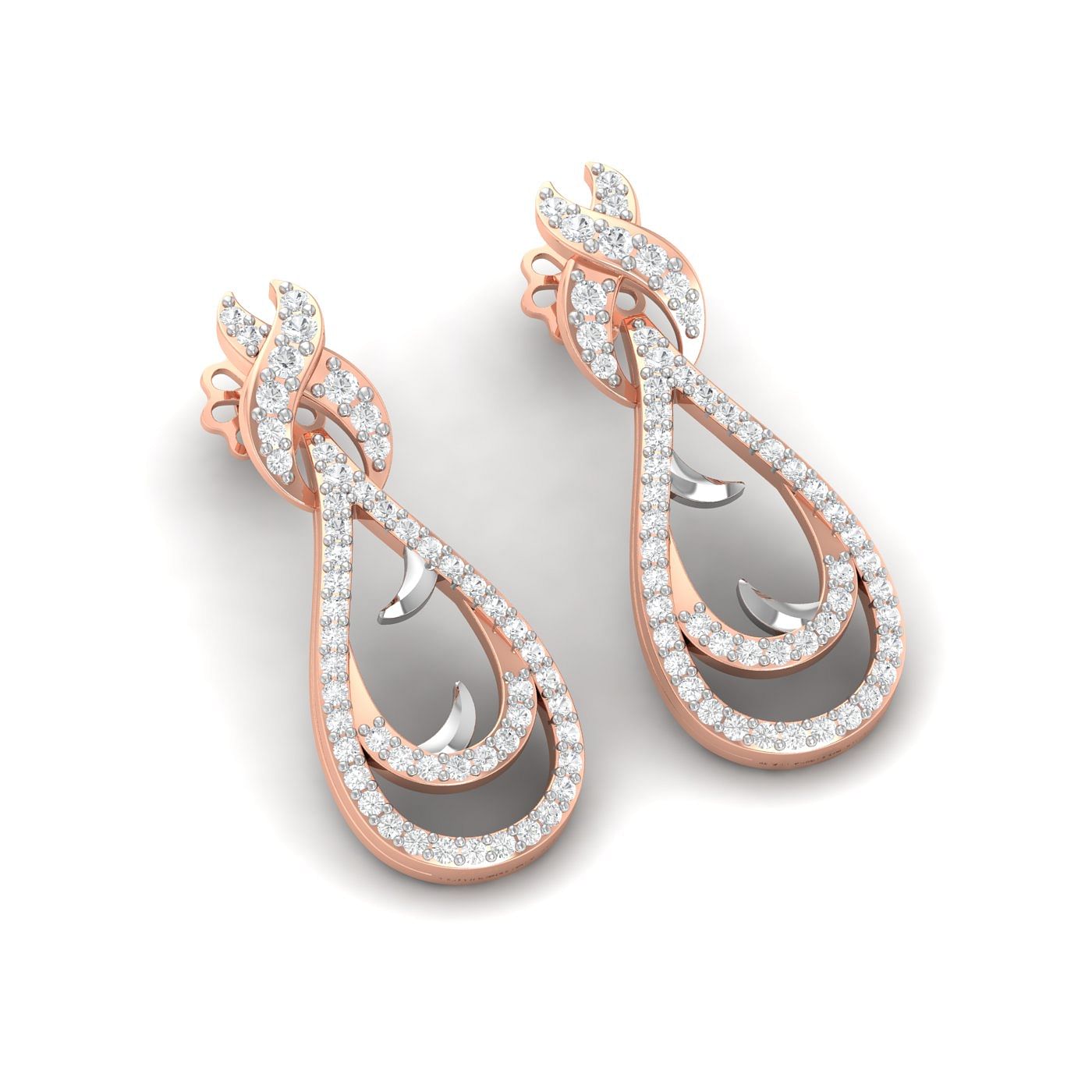 diamond hanging earrings | rose gold diamond long hanging earring