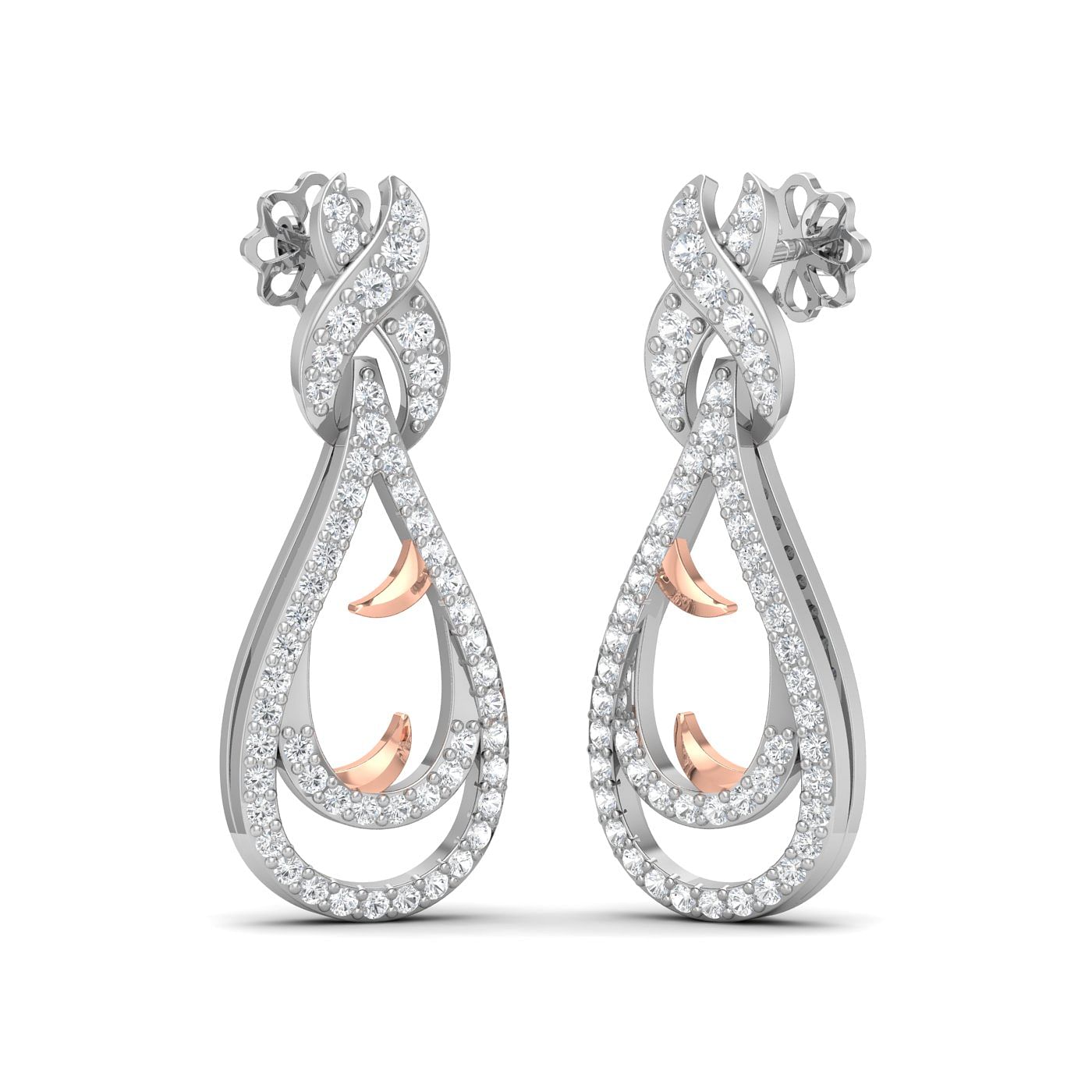 diamond hanging earrings | white gold diamond long hanging earring