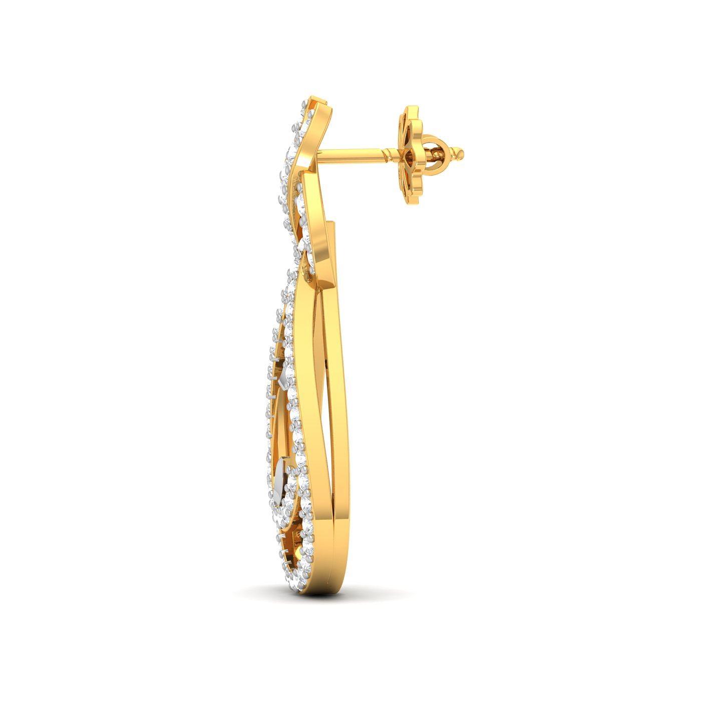 diamond hanging earrings | yellow gold diamond long hanging earring