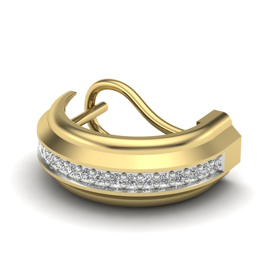 Yellow Gold Hoop Style Diamond Earring For Women