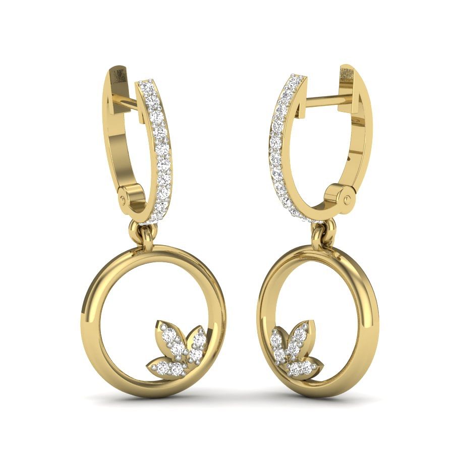 yellow gold hoops with diamond drops