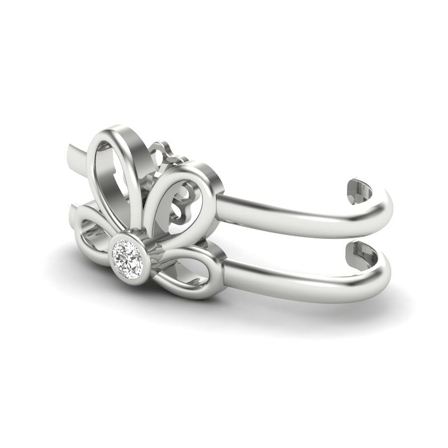 fleur design white gold hoop earrings for women