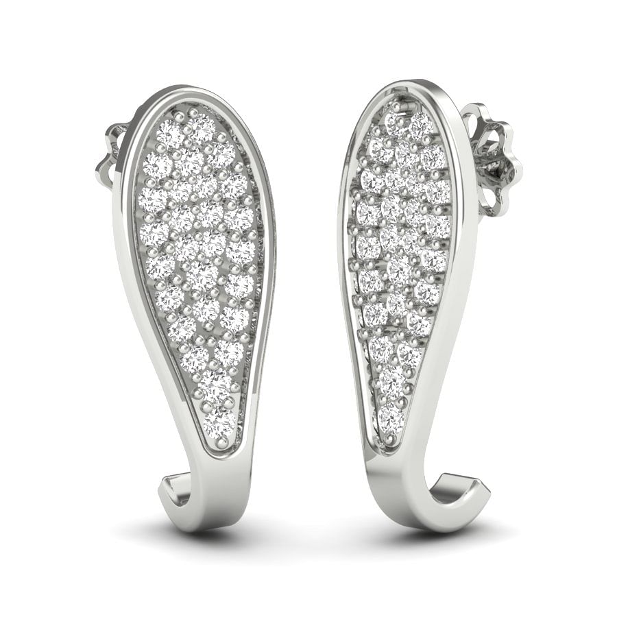 half hoop diamond white gold earring for women