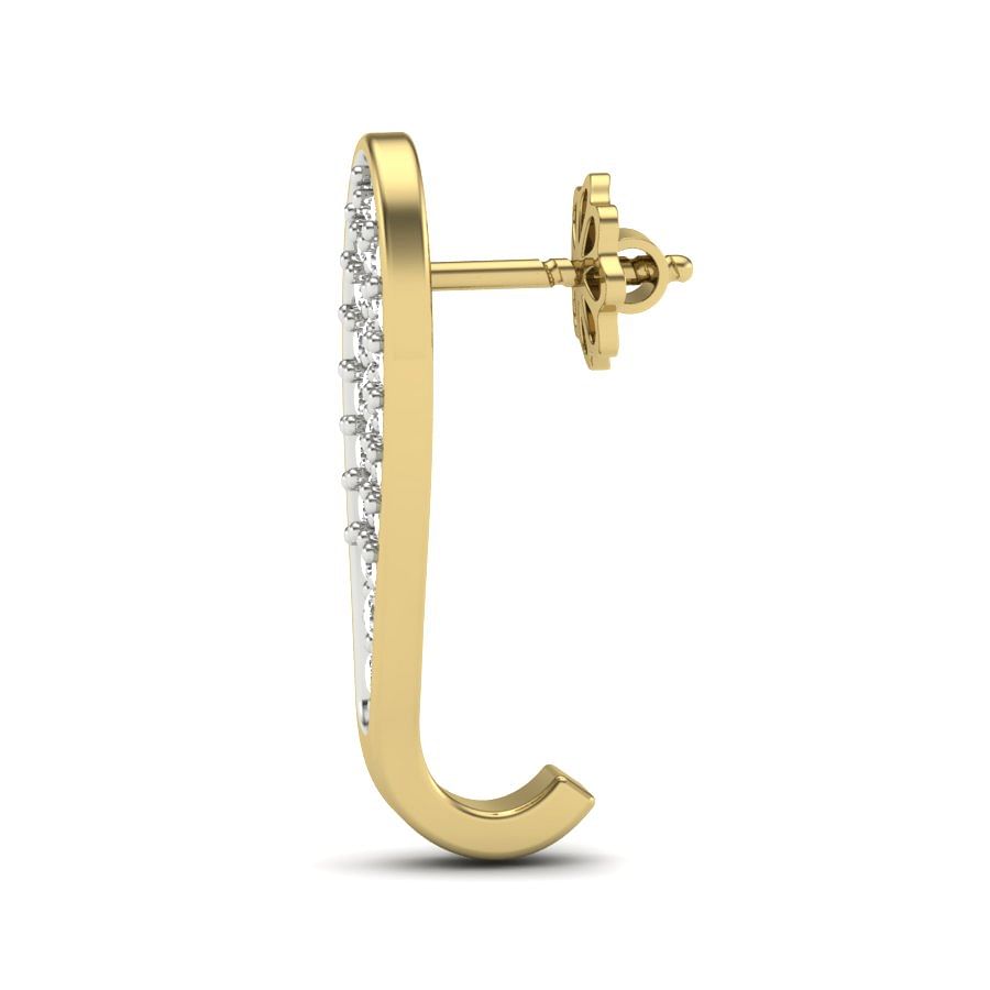 half hoop diamond yellow gold earring for women