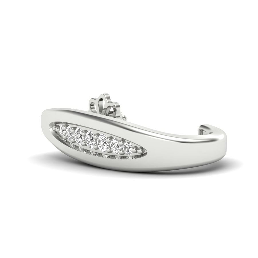 white gold half hoop diamond earring for women