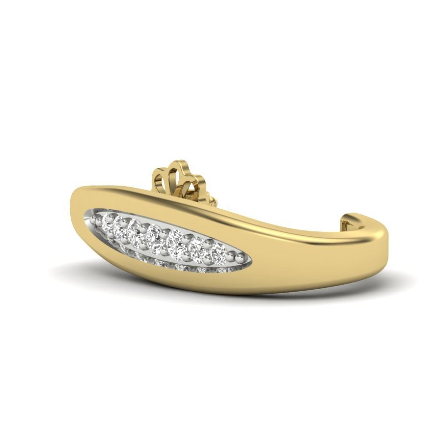 14k half hoop yellow gold diamond earring  | half hoop diamond earring