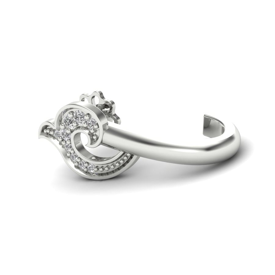 white gold diamond mini half hoop earring for women