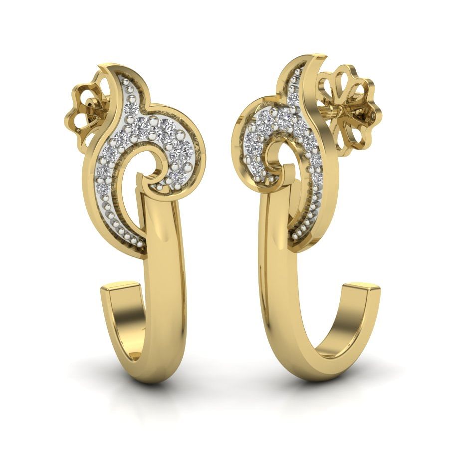yellow gold and diamond mini hoop earrings for women